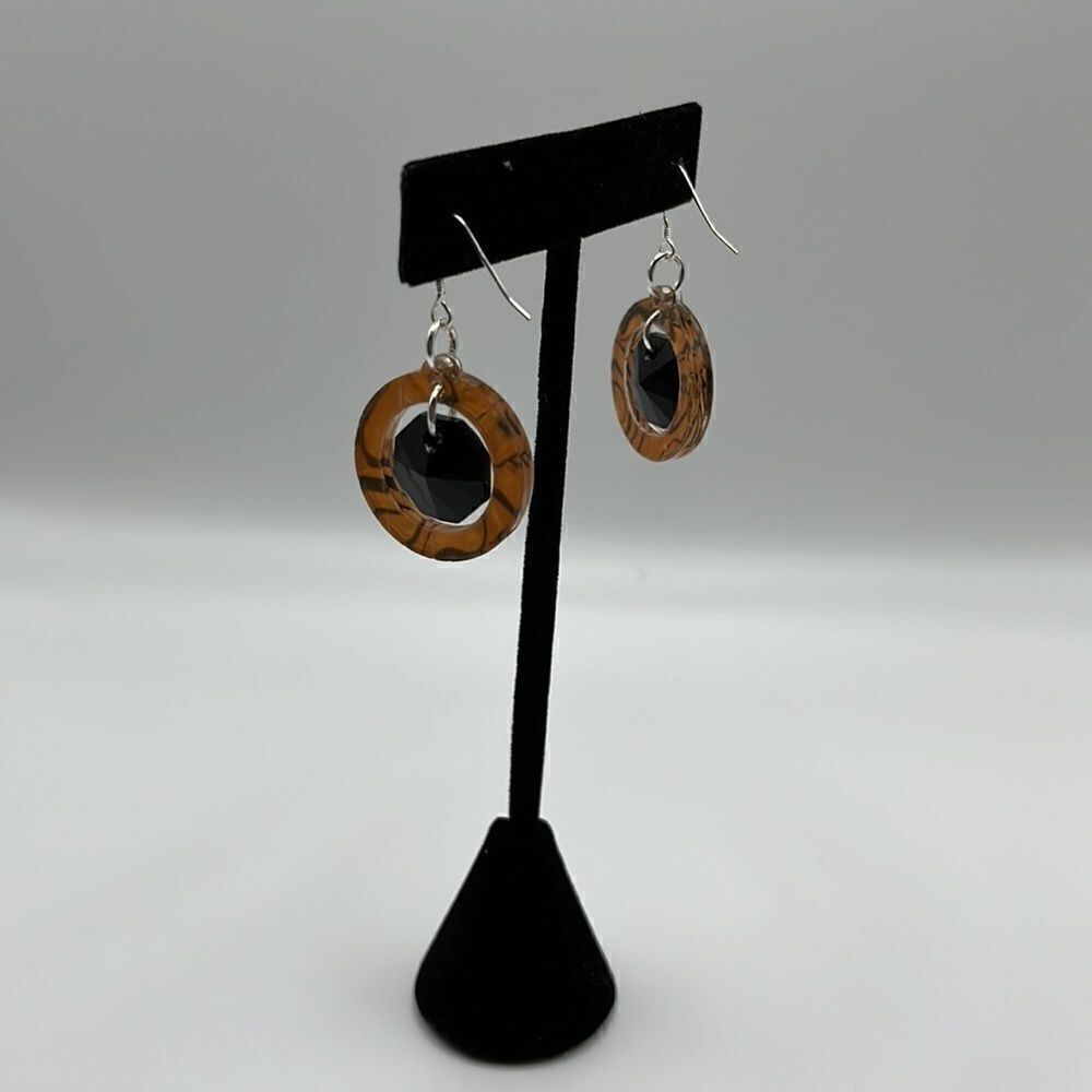 Swarovski Silver-Tone Retro Rings Octagon Swarovski Crystal Dangle Earrings